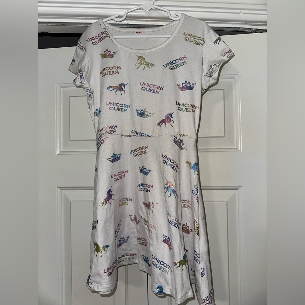 Unicorn Queen Kids Dress - White